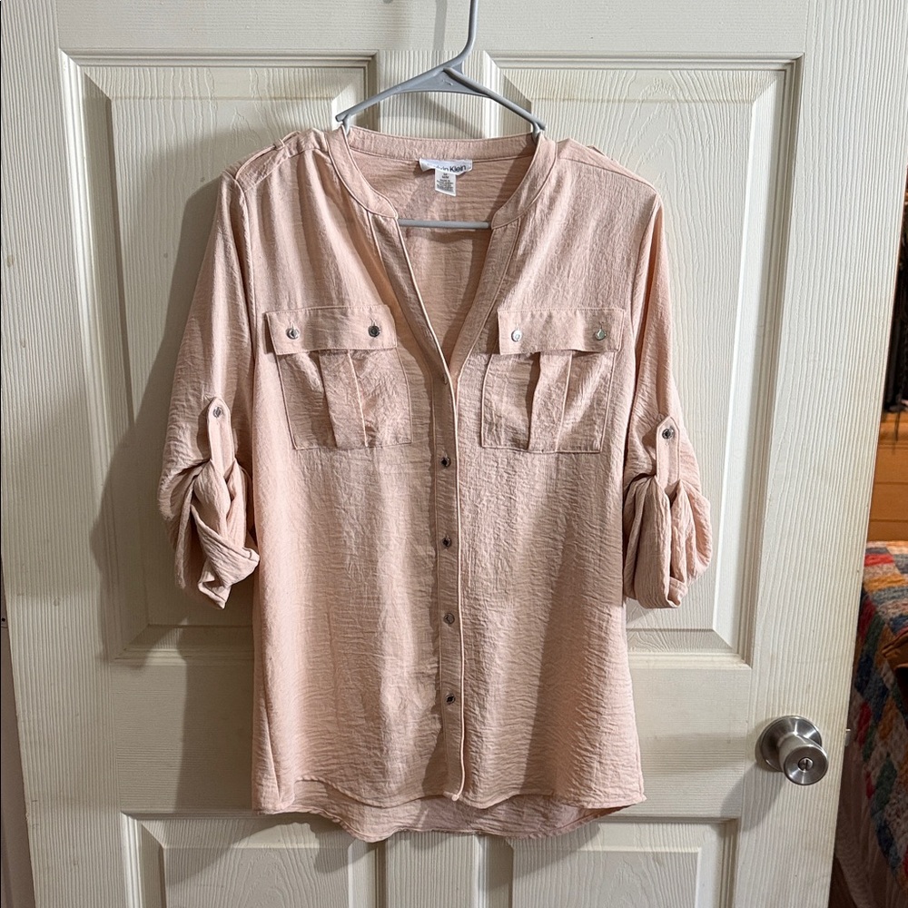 Calvin Klein Women's Blush Button-Up Top